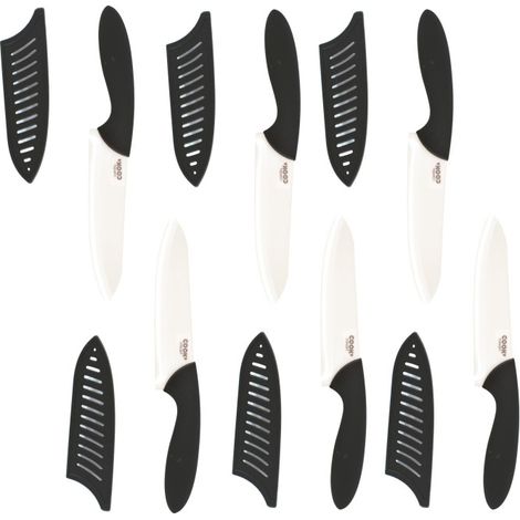 Lot de 6 couteaux en céramique Lame 12,5 cm - L 23 cm - Noir - Livraison gratuite (1/4)