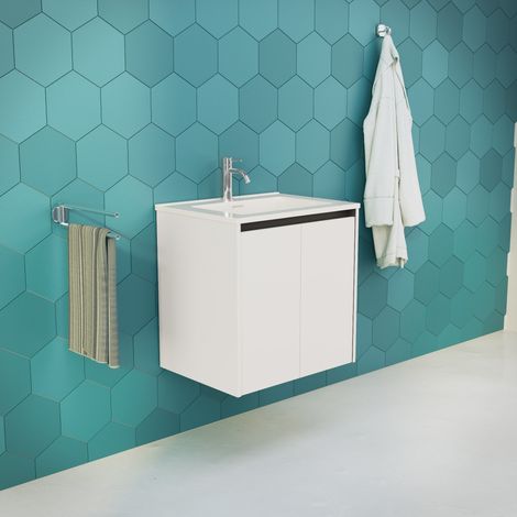 Inda - Meuble de salle de bain L.60 avec vasque blanc (1/5)
