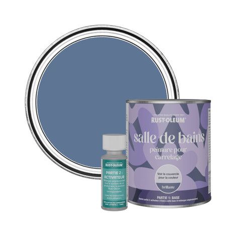Peinture pour Carrelage de Salle de Bain, Finition Brillante - Rivière Bleue 750ml (1/3)