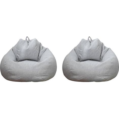 2 pièces housse de canapé paresseux non rempli lin inclinable bouffée canapé Tatami couverture gris clair (1/5)
