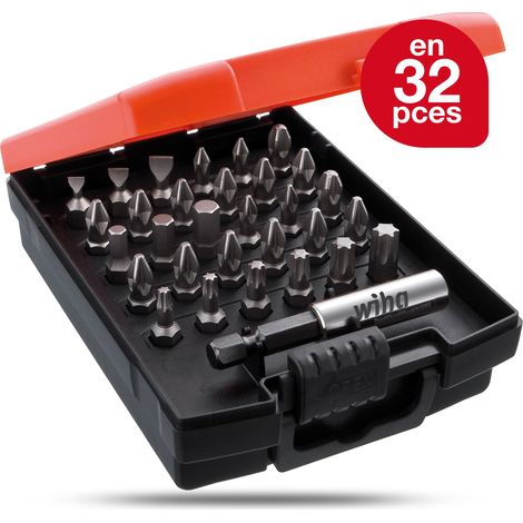 Wiha Boites d'embouts Standard 25 mm Mélangé 31 pcs 1/4" C6,3 dans un coffret (26252)