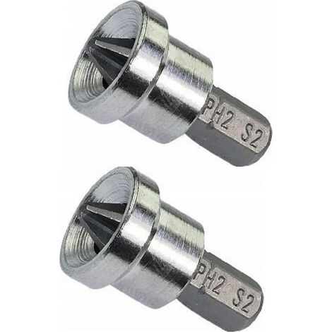 Bardusch-Lot de 2 Embouts de Vissage Spécial pour Plaques de Plâtre/Placo/ PH2x25mm 1/4'' pour Vis Cruciforme à Empreinte Phillips PH2 Quincaillerie/Outillage à Main en Acier S2 (1/4)