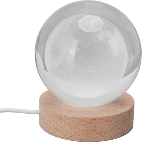 3D-Mond-Nachtlampe, Kristallkugel-Nachtlicht, LED-Holzschnitzerei, Tischdekoration, Geschenk für Freunde und Kinder, weißes Mondlicht (1/5)