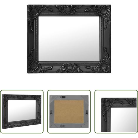 vidaXL Miroir ancien - Miroir mural style baroque 50x40 cm noir (1/5)