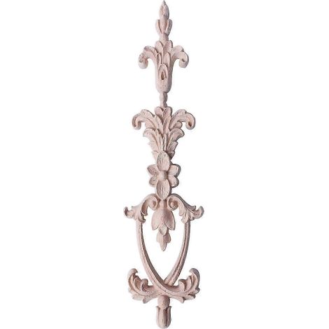Applique décorative d'angle en bois sculpté - Élément décoratif non peint 25 x 6 cm pour la fabrication de meubles et la décoration intérieure (1/5)
