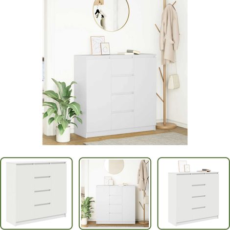 vidaXL Schubladen - Sideboard mit Schubladen Weiß 100,5x35x98,5 cm Holzwerkstoff (1/5)
