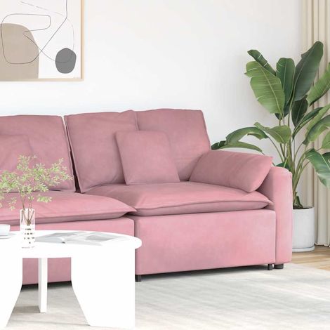 Modulares Sofa Endmodul mit Armlehne Kissen Rosa 100 cm (1/5)