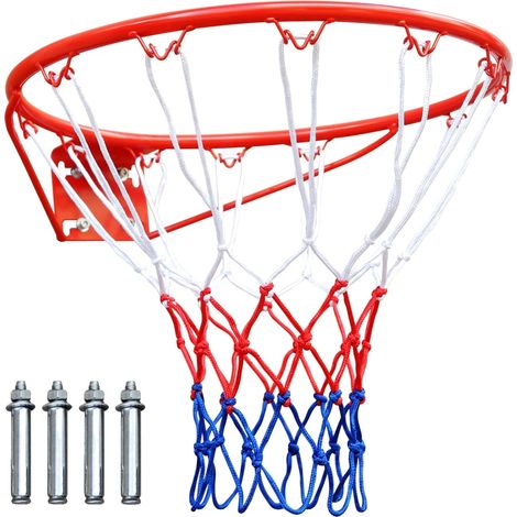 Aro de baloncesto de repuesto, aro resistente y flexible, para montaje en pared, rojo. (1/2)
