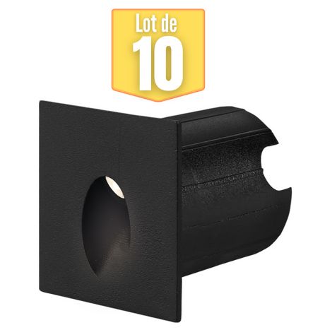 Lot de 10 Mini spots LED mural BRAYTRON Vector D, carré, noir, 2W, 3000K, IP65 (1/5)