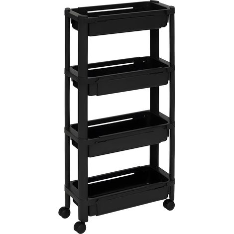Carrello Multifunzione 4 Ripiani Da Cucina 37,5x78,5 Cm Nero (1/5)