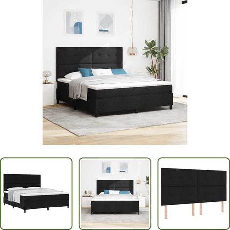 vidaXL Schlafzimmer - Boxspringbett mit Matratze Schwarz 180 x 200 cm Stoff (1/5)