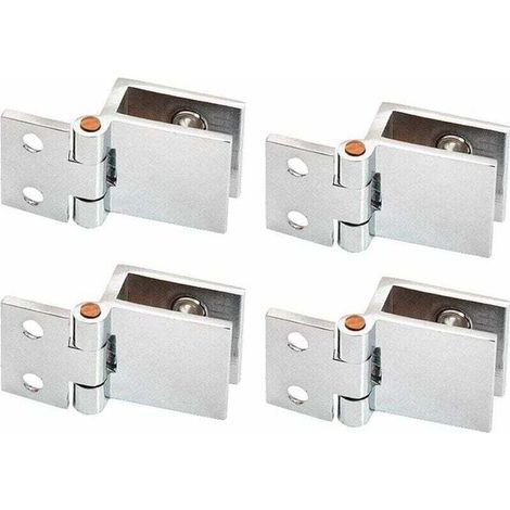 Charnière en Verre en Alliage,4 Pcs Clip de Porte en Verre Charnière pour Porte en Verre 0 Degrés, Sans Perçage de Verre à Charnière pour Porte en Verre de Meuble de Cuisine Vitrine(Verre de 5-8mm) (1/4)
