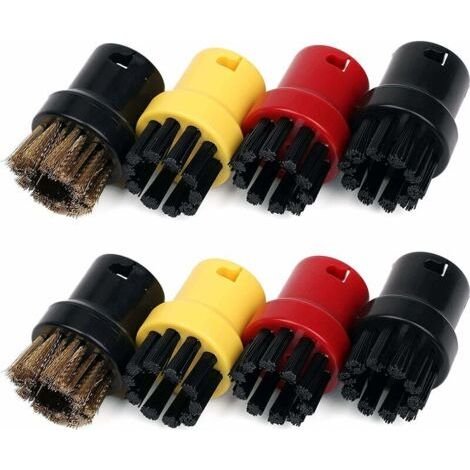 Brosse de nettoyage vapeur pour Kärcher SC1 SC2 CTK10 SC3 SC4 SC5 SC7, brosse de nettoyage vapeur ronde en laiton et nylon, lot de 8 (1/4)