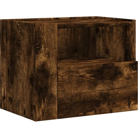 Comodino sospeso con cassetto e vano a giorno 45 x 30 x 35 cm MDF marrone DEC034260