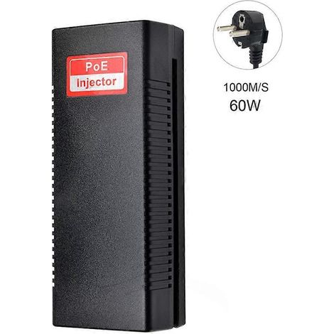 60W PoE-Netzteil IEEE802.3at Draft 4.1 1000Mbps, Netzteil für Sicherheitsüberwachung und IP-Kameras, EU-Stecker, hohe Leistung und Zuverlässigkeit.