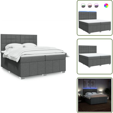 vidaXL Sommier à lattes de lit avec matelas Gris foncé 200x200cm Tissu (1/5)