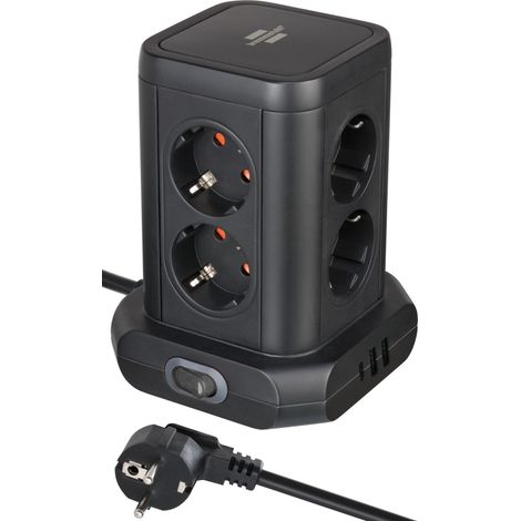BRENNENSTUHL MULTIPRISE TOUR 8 PRISES AVEC USB (BLOC MULTIPRISE 8 PRISES AVEC 2 PORTS USB A & 1 X USB C POWER DELIVERY POUR CHAR