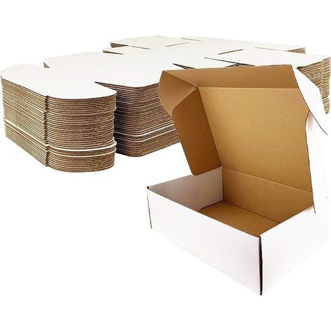 Foldable Shipping Box 280 x 204 x 51 mm Kraft Cardboard Boxes for Postal Shipping White (1/5)