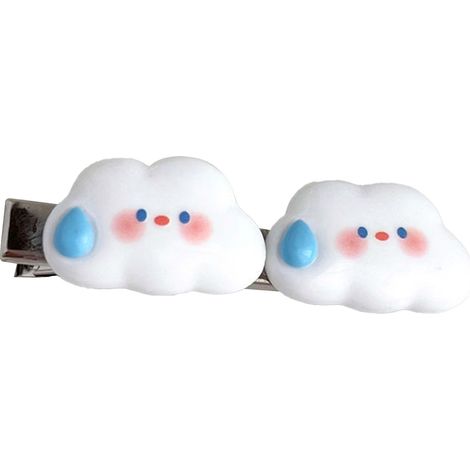 Barrette française décorative mignon cartoon pour femme, clip cheveux en plastique et résine, nuage et nuage, accessoire coiffure étudiante, pince à cheveux tendance, lot de 2, pour école et quotidien (1/5)