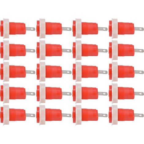 Adaptateur de prise en forme de banane (lot de 20) avec borne de mise à la terre soudée en laiton de sécurité 4 mm 402 1KV 32A, rouge. (1/5)