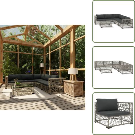 Cojines de jardín - vidaXL Set de muebles de jardín 6 pzas y cojines ratán sintético gris - Muebles exteriores