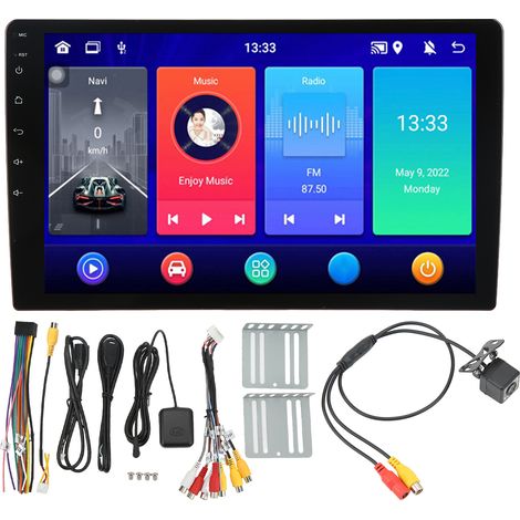 Autoradio Android 12 HD 1080P 10.1 pouces écran IPS tactile GPS navigation 4G RAM 32G ROM carte hors ligne Mirror Link (1/5)