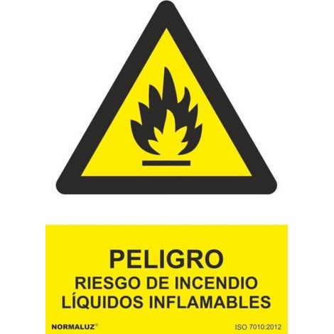 Señal Peligro Riesgo de Incendio Líquidos Inflamables SEKURECO 210 x 300 mm PVC GLASSPACK 0'7 mm