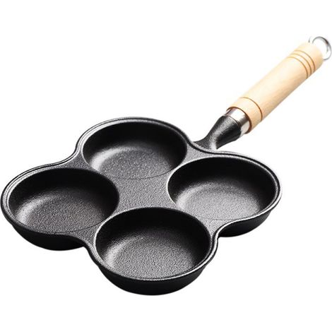 Poêle à œufs antiadhésive en fonte, 4 tasses, pour cuisinière à gaz, table de cuisson à Induction (1/5)