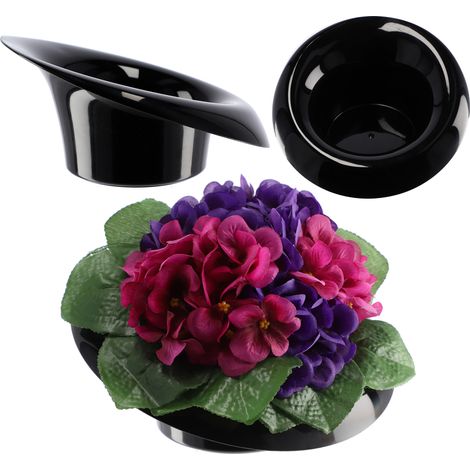 KADAX Ikebana aus Kunststoff, Blumentopf, Blumenschale, schief, 11 cm, Schwarz