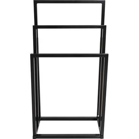Toallero de pie de 3 niveles de metal negro 45 x 22 x 86 cm (1/5)