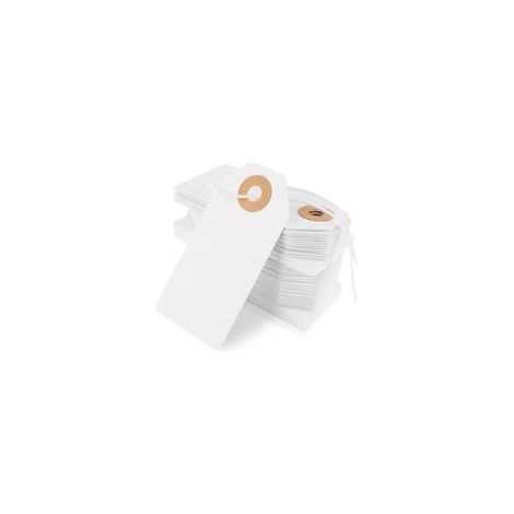 100 étiquettes avec ficelle blanche, étiquettes cadeaux pour marché aux puces, trous renforcés, étiquettes de prix pour vêtements (1/5)