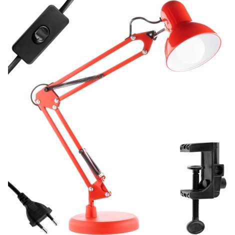 Lámpara de mesa TOBI E27 roja Lumiled con portalámparas de sobremesa. (1/2)