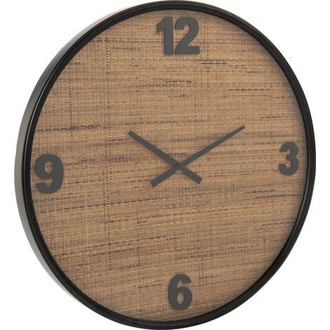 Horloge murale bois marron noir design élégant pour salon moderne - Bois naturel marron noir élégant (1/5)