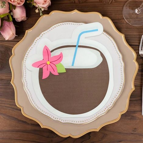 Serviettes de fête en forme de noix de coco, serviettes de décoration tropicale à double couche pour BBQ d'été et événements hawaïens, 20 pièces. (1/5)
