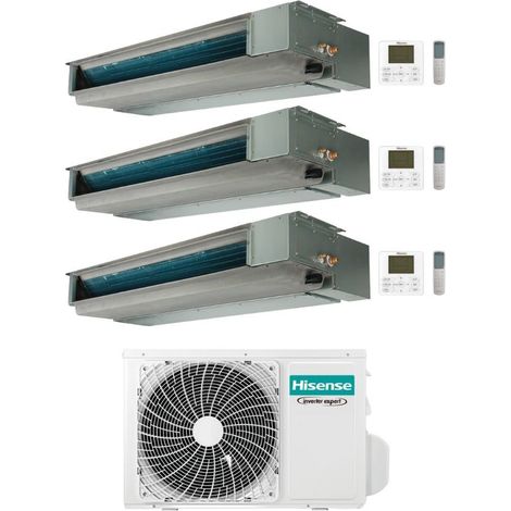Hisense Climatizzatore Canalizzato Trial Split serie Slim ADT 9+9+9 con 3AMW52U4RJC Inverter R32 Wi-Fi Optional Classe A++