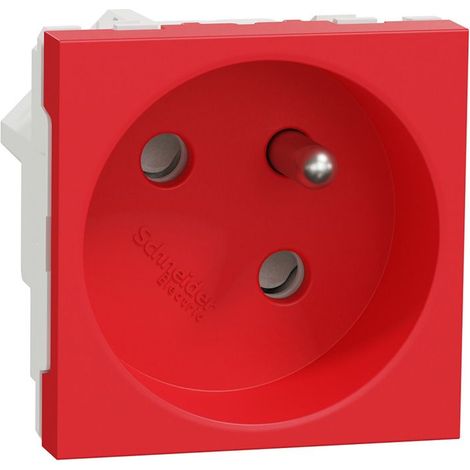 Unica - prise 2P+T - FR - 45° - goulotte - raccord rapide - Rouge - méca seul (NU304903T) (1/3)