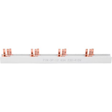 Barre omnibus en cuivre, TYPE de broche, 3P, 12 voies, 63А, PVC, bonne conductivité pour boîte de distribution de disjoncteur, 230 à 415V