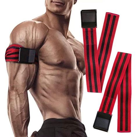 2pcs Bandes d'occlusion musculaire élastiques Croissance musculaire Femme Homme Exercice Bandes de restriction pour Bras Noir Rouge 60cm (1/5)