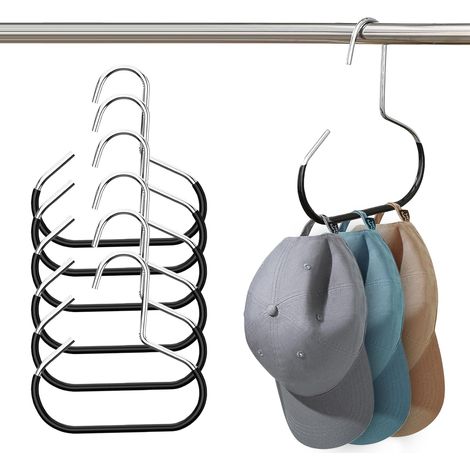 6 Pièces Porte Foulard et Cravate Antidérapant en Métal Noir,Organisateur de Placard pour Écharpes,Ceintures,Chapeaux et Accessoires,Cintres Économiseurs d'Espace pour Garde-Robe (1/5)