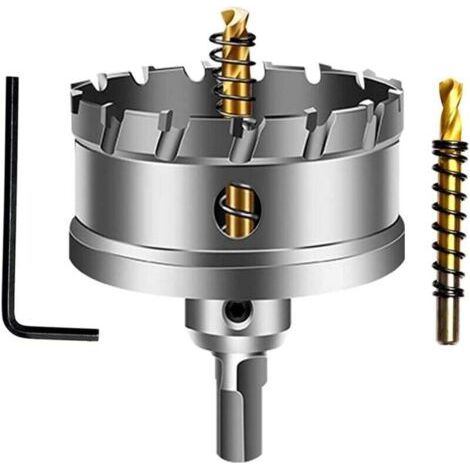 BUNTHAUS PA Sega a tazza in carburo di tungsteno da 60 mm, punta per sega a tazza TCT con 2 punte pilota placcate in titanio per acciaio inossidabile, lamiera, metallo (1/4)