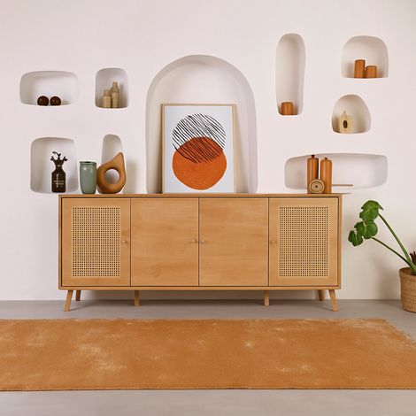 Credenza Tarawa, Madia 3 Ripiani, 6 Vani, 4 Ante, 180x41x81h cm Marrone Quercia (1/5)