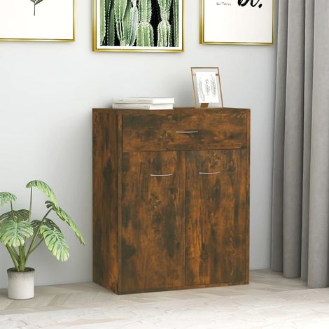 Aparador madera contrachapada color roble ahumado 60x30x75 cm vidaXL (1/5)