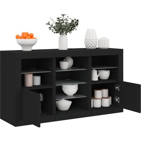 Sideboard mit LED-Leuchten Schwarz 123x37x67 cm