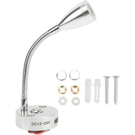 RV Reading Light Flexible Neck 3 Colors 12-24V 3W USB Rechargeable Universal for Yachts Boats Silver (1/5)