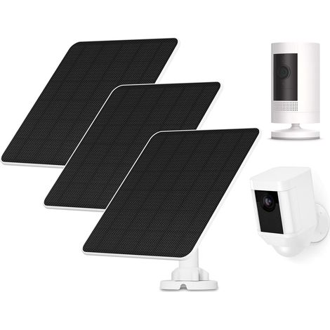 Panneau Solaire pour Caméra, 5W Solaire pour Caméra pour Stick Up Cam/Pro Batterie, Spotlight Cam/Plus/Pro, Batterie Pro, Chargeur Solaire pour Caméra avec 9.8ft Cable, 3 Pack (1/5)