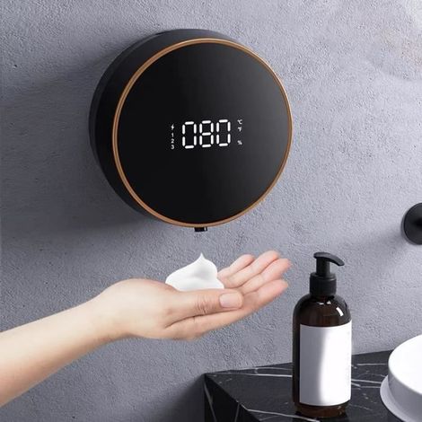 Distributeur de savon automatique rechargeable USB mural, distributeur réglable à 3 niveaux, induction infrarouge (1/4)