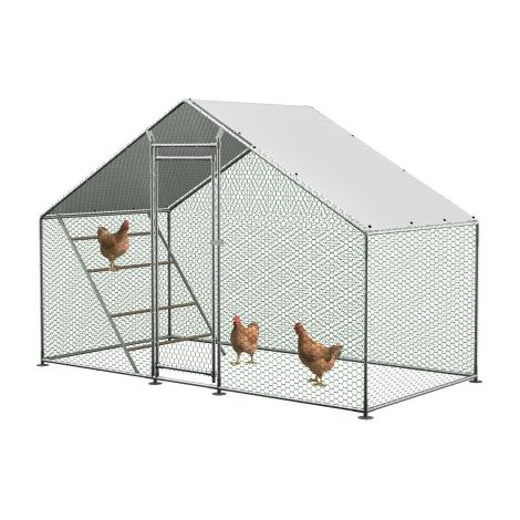 Poulailler robuste avec enclos et échelle - Un habitat sûr, résistant aux intempéries et facile à nettoyer pour la volaille, les oiseaux et les petits animaux (1/5)
