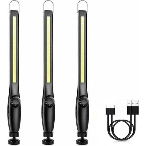 BelleRise - Baladeuse led Mecanicien Lampe Atelier Chantier Rechargeable Lampe Garage Magnetique Lampe de Travail Aimantée led [3 Pièces] (1/5)