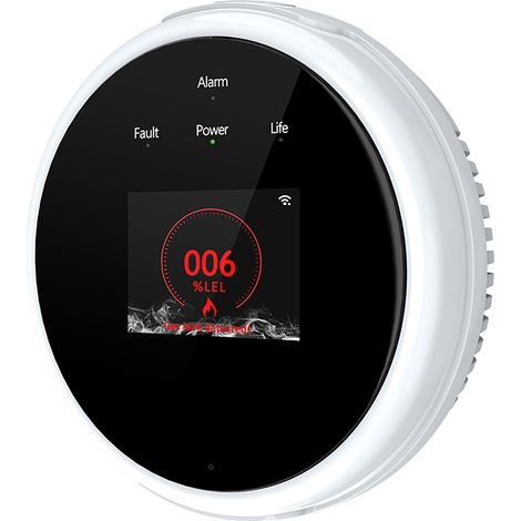 Détecteur de fuite de gaz WiFi alarme domestique Tuya APP moniteur affichage de l'horloge de température pour cuisine camping-car remorque RV invite vocale écran LCD couleur propane naturel (1/5)