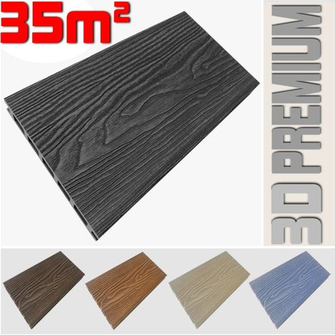 Listone WPC 3D 35m² per pavimentazione decking colore Antracite effetto legno listone 146x2200mm spessore 25mm (1/5)